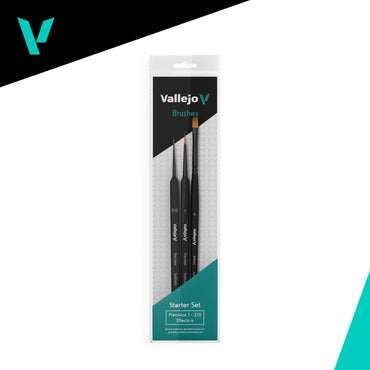 Vallejo: Brushes: Precision Synthetic Starter Set (Round No.1 & 3/0 & Flat No.4)