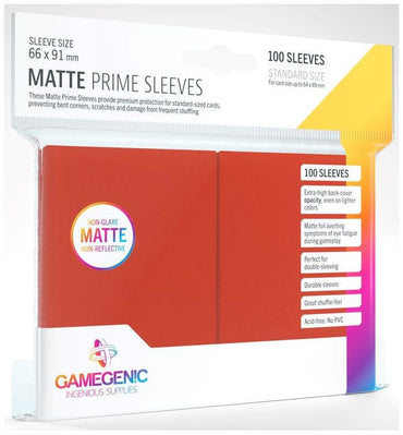 Gamegenic: Matte Prime Card Sleeves RED (66mm x 91mm) (100 Sleeves Per Pack)