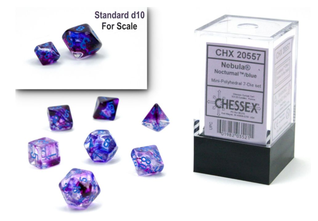 Chessex: Mini-Polyhedral 7-Die Set NEBULA Nocturnal/Blue