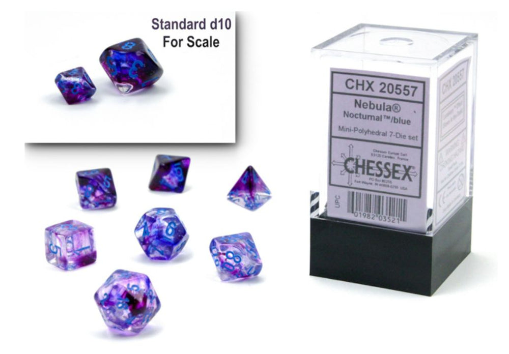 Chessex: Mini-Polyhedral 7-Die Set NEBULA Nocturnal/Blue