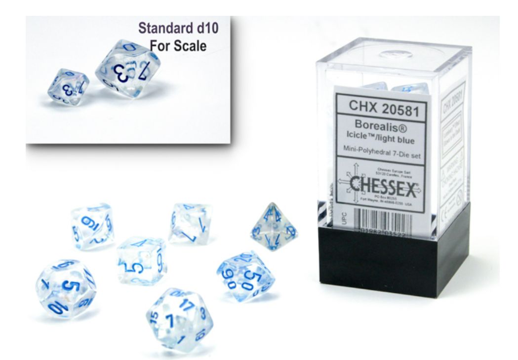 Chessex: Mini-Polyhedral 7-Die Set BOREALIS Icicle/Light Blue