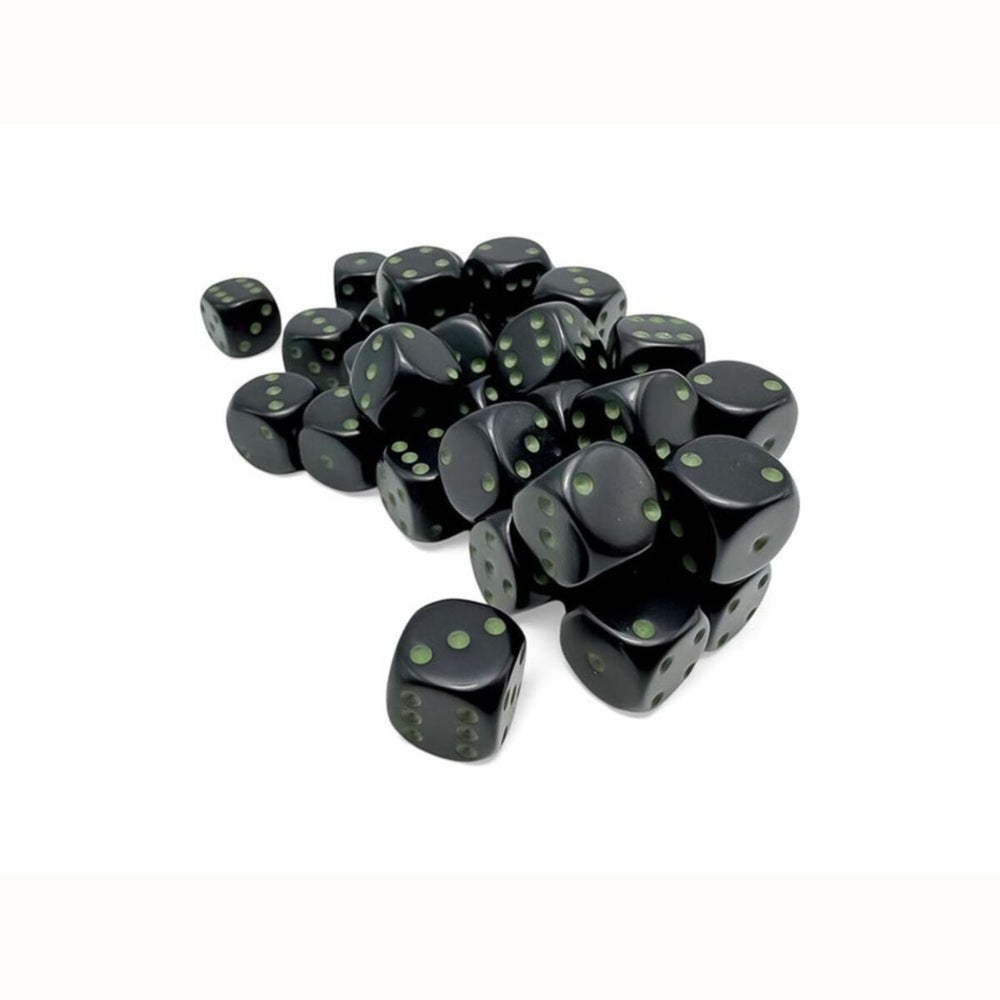 Chessex: 12mm d6 (36) OpaqueBlack/green