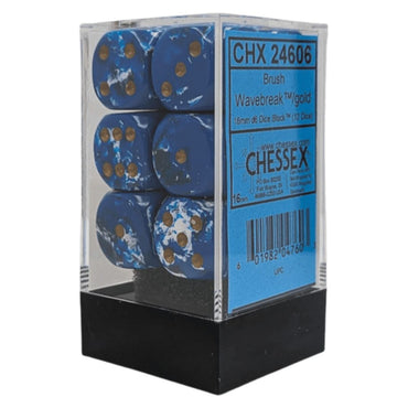 Chessex: 16mm d6 (12) Brush Wavebreak/gold