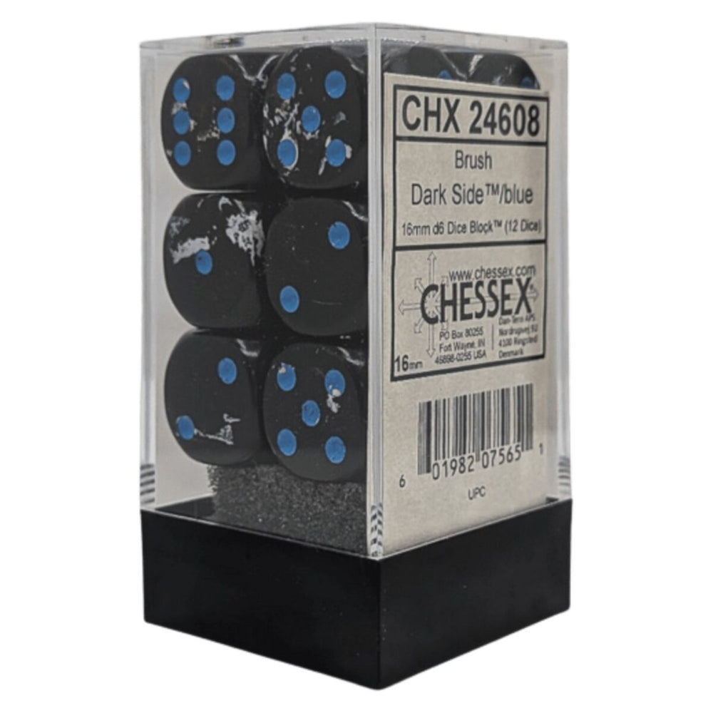 Chessex: 16mm d6 (12) Brush Dark Side/blue