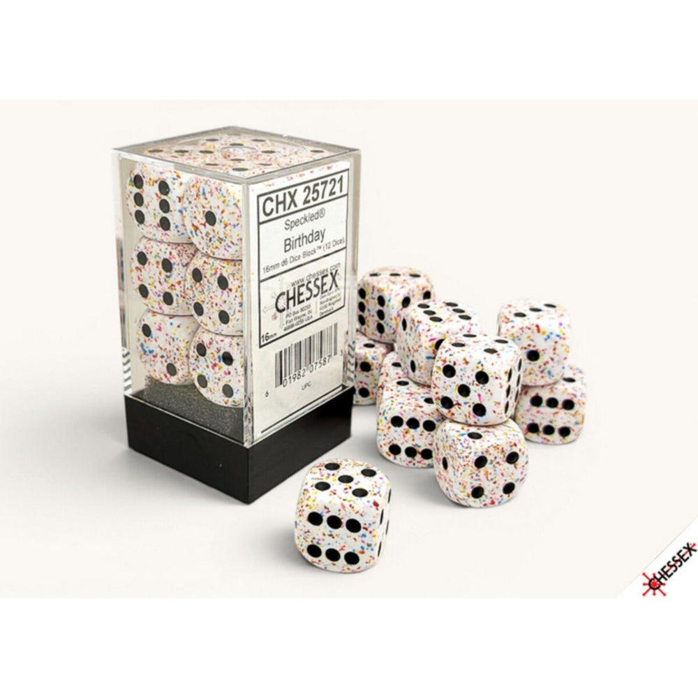 Chessex Dice Sets: Speckled Birthday 16mm d6 (12)