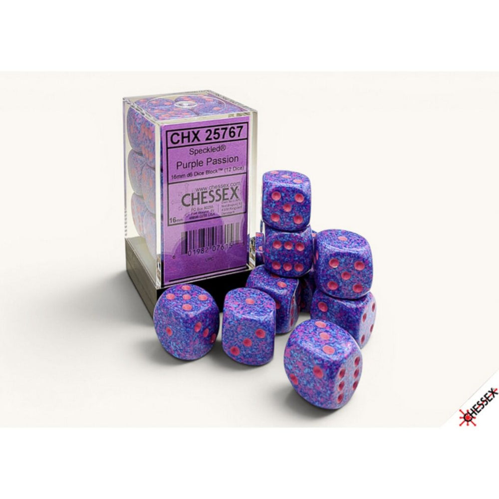 Chessex Dice Sets: Speckled Purple Passion 16mm d6 (12)