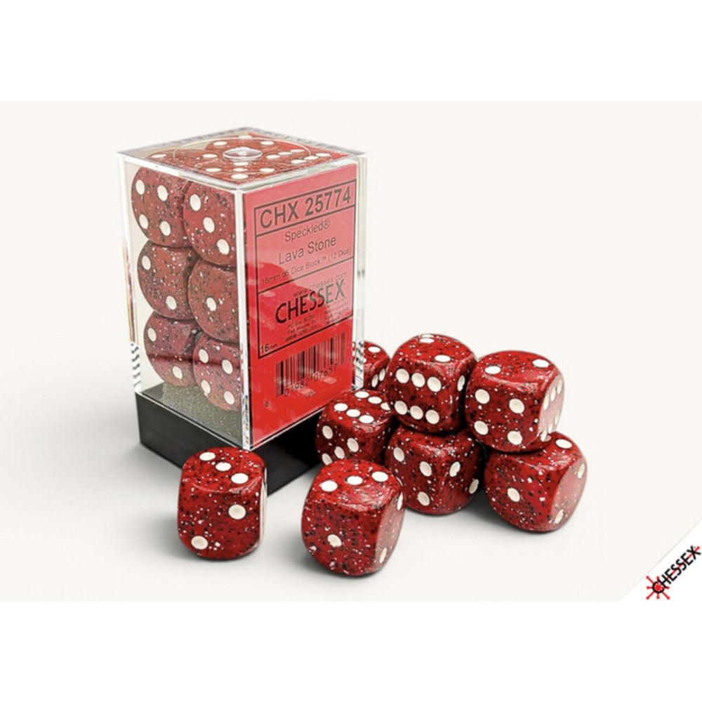 Chessex Dice Sets: Speckled Lava Stone 16mm d6 (12)