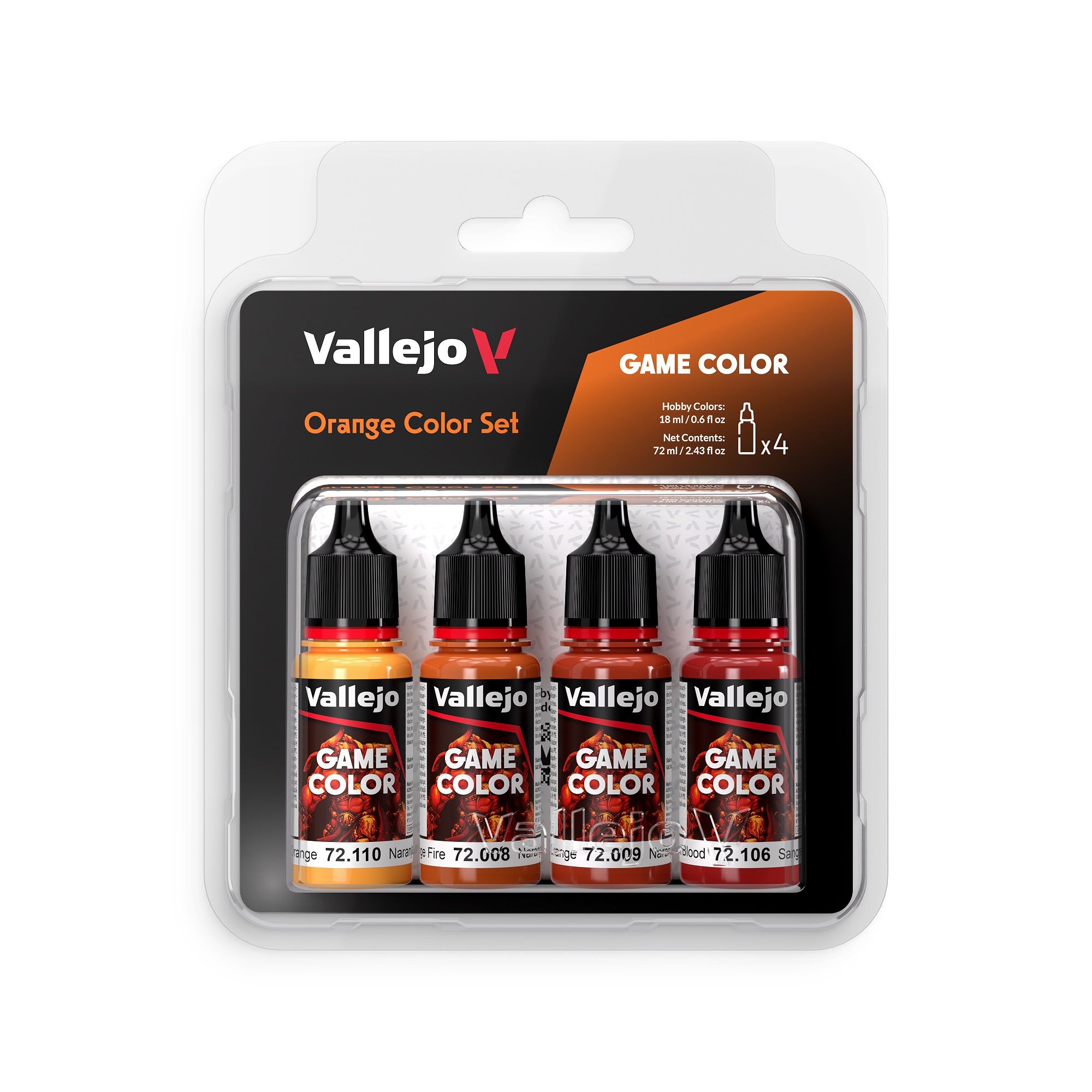 Vallejo: Game Colour: Orange Colours Acrylic Paint Set