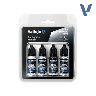 Vallejo True Metallic Metal Sterling Silver - 4 Colour Paint Set