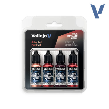 Vallejo True Metallic Metal Ruby Red - 4 Colour Paint Set
