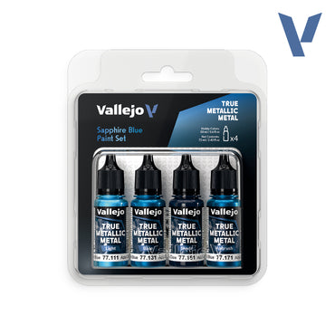 Vallejo True Metallic Metal Sapphire Blue - 4 Colour Paint Set