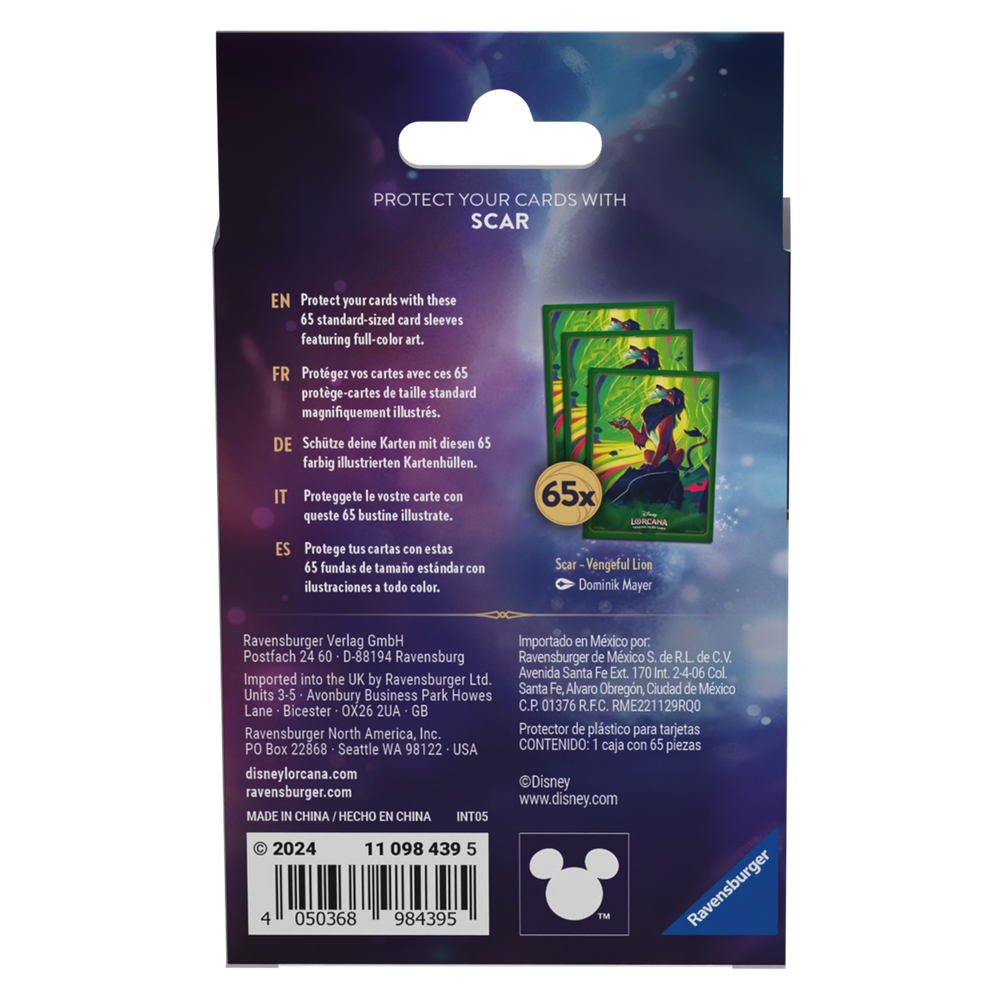 Disney Lorcana: S6 Azurite Sea Sleeves - Scar Vengeful Lion