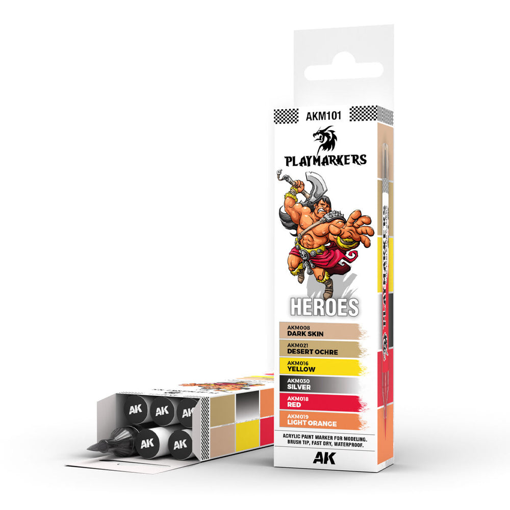 AK Interactive: Playmarkers: Heroes (6 Colours) Acrylic Paint Marker Set