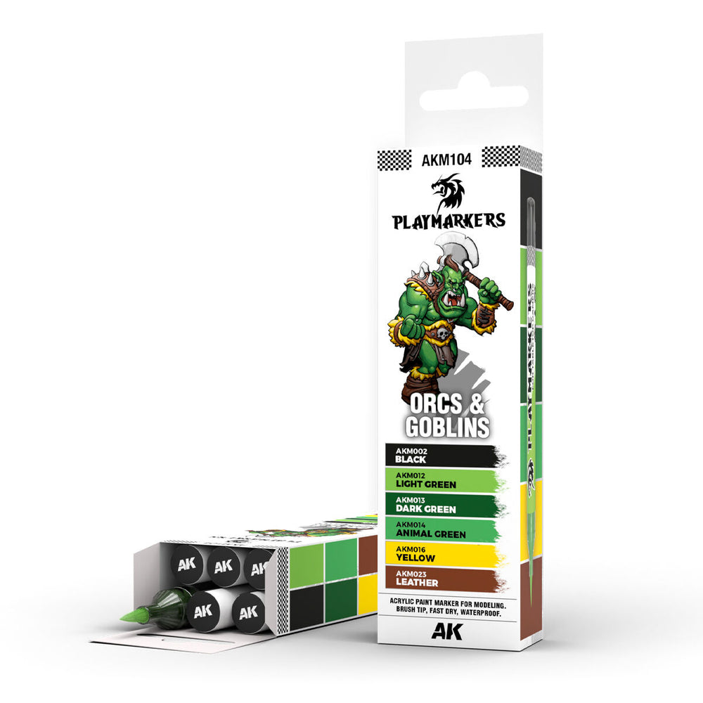 AK Interactive: Playmarkers: Orcs & Goblins (6 Colours) Acrylic Paint Marker Set