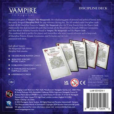 Vampire: The Masquerade RPG 5E: Discipline and Blood Magic Cards