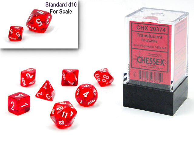 Chessex: Mini-Polyhedral 7-Die Set Translucent Red / white