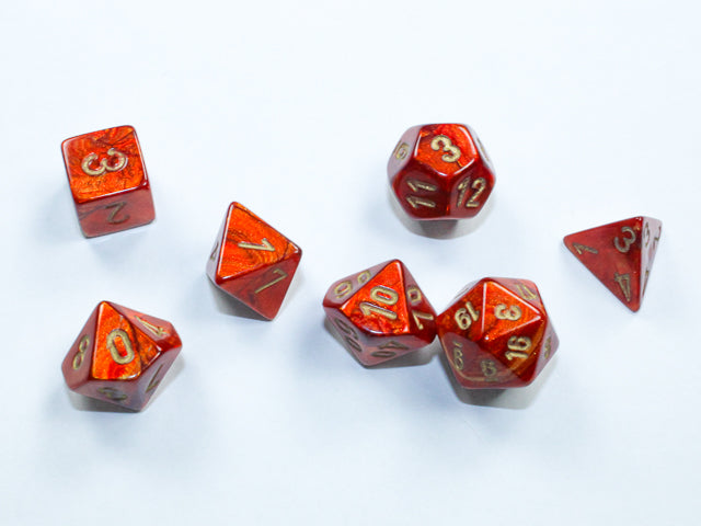 Chessex: Mini-Polyhedral 7-Die Set Scarab Scarlet / gold