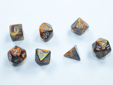 Chessex: Mini-Polyhedral 7-Die Set Lustrous Gold / silver
