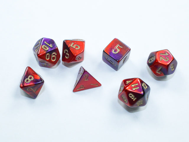 Chessex: Mini-Polyhedral 7-Die Set Gemini Purple-red / gold