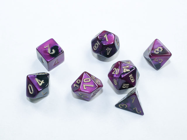 Chessex: Mini-Polyhedral 7-Die Set Gemini Black-Purple / gold