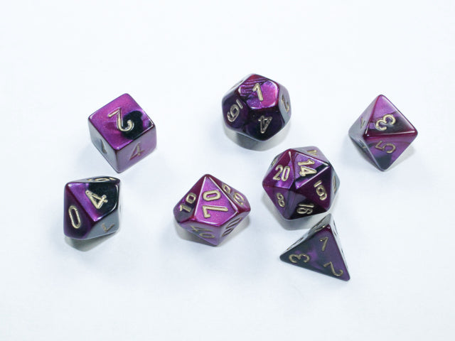 Chessex: Mini-Polyhedral 7-Die Set GEMINI Black-Purple / gold