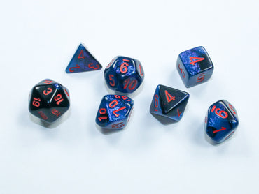 Chessex: Mini-Polyhedral 7-Die Set Gemini Black-Starlight / red