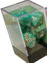 Chessex Dice Sets: Marble Polyhedral Oxi-Copper/white 7-Die set