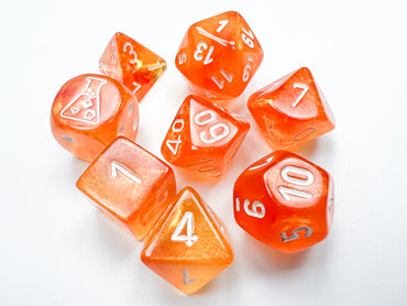 Chessex: Polyhedral 7-Die Set Borealis Blood Orange/white Luminary (Lab Dice 6)