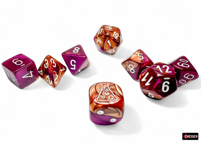 Chessex: Polyhedral 7-Die Set Gemini Copper-Purple/white