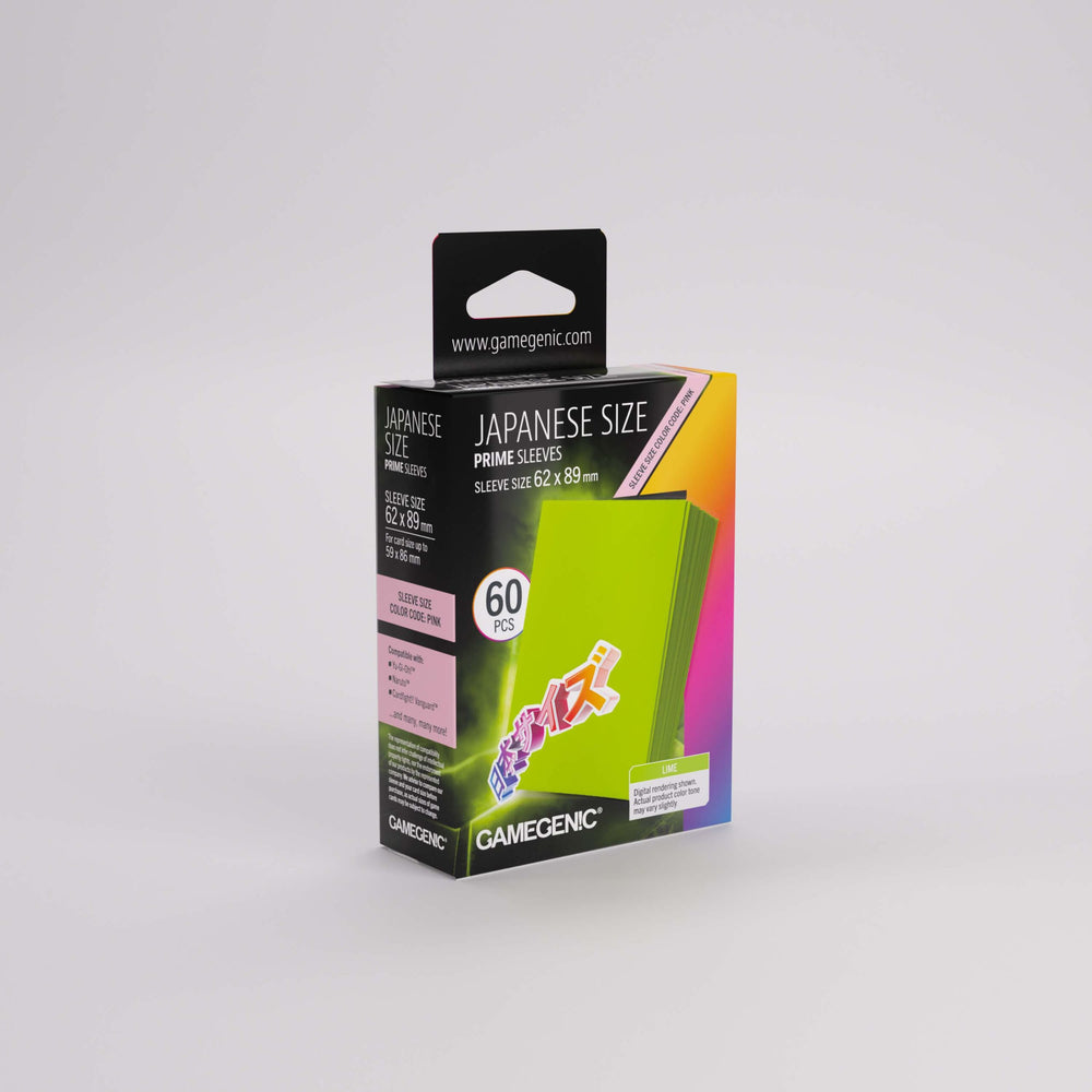 Gamegenic: Prime Japanese Sized Sleeves Size Code PINK - Sleeve Colour Lime (62mm x 89mm) (50 Sleeves Per Pack))