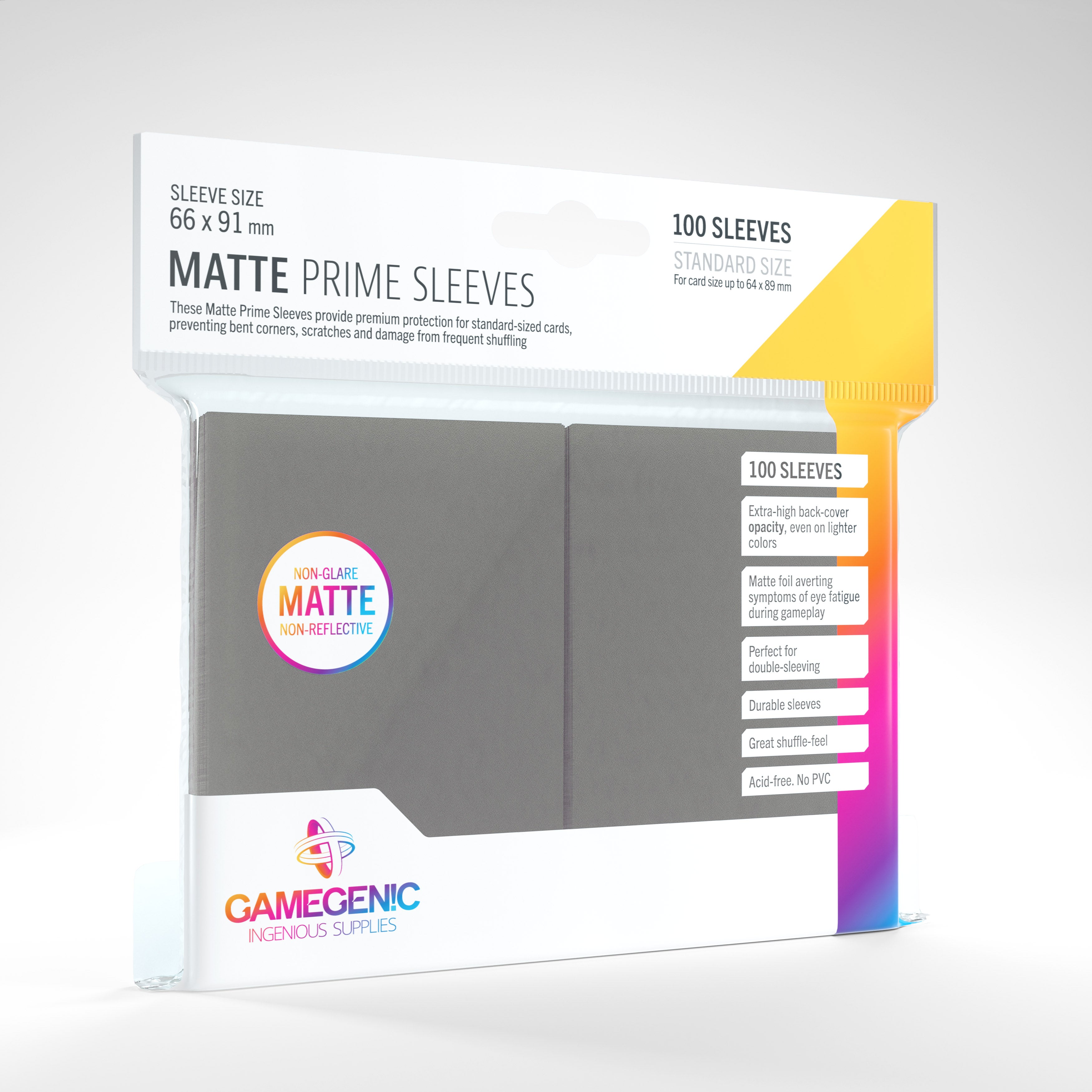 Gamegenic: Matte Prime Card Sleeves Dark Gray (66mm x 91mm) (100)