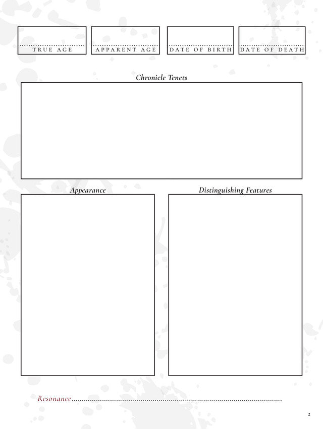 Vampire: The Masquerade RPG 5E: Expanded Character Sheet Journal