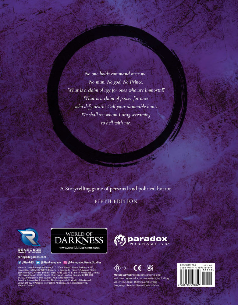Vampire: The Masquerade RPG 5E: Core Rulebook