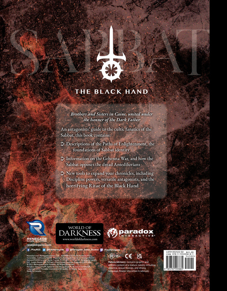 Vampire: The Masquerade RPG 5E: Sabbat: The Black Hand