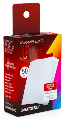 Gamegenic: Board Game Card Sleeves: Mini European Clear (RUBY) 46mm x 71mm (50 pack)