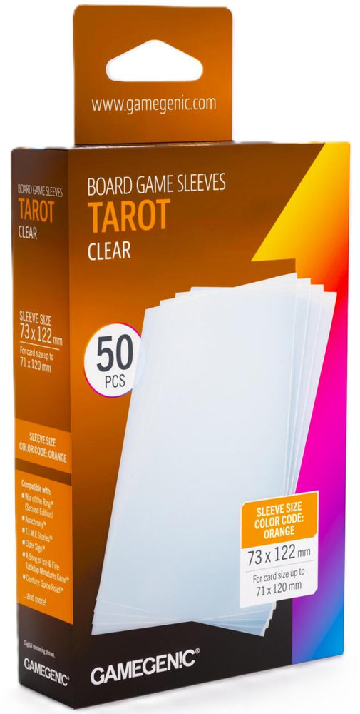 Gamegenic: Board Game Card Sleeves: Tarot Clear (ORANGE) 73mm x 122mm (50 pack)