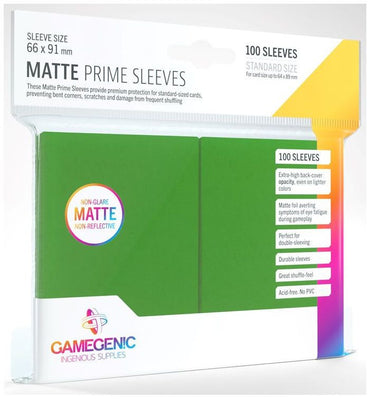 Gamegenic: Matte Prime Card Sleeves Green (66mm x 91mm) (100 Sleeves Per Pack)