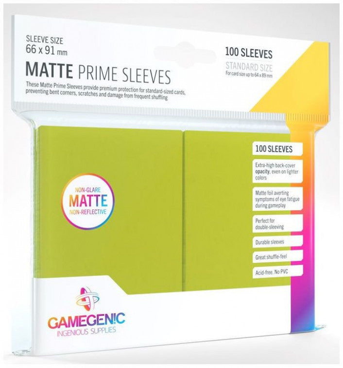 Gamegenic: Matte Prime Card Sleeves Lime (66mm x 91mm) (100 Sleeves Per Pack)