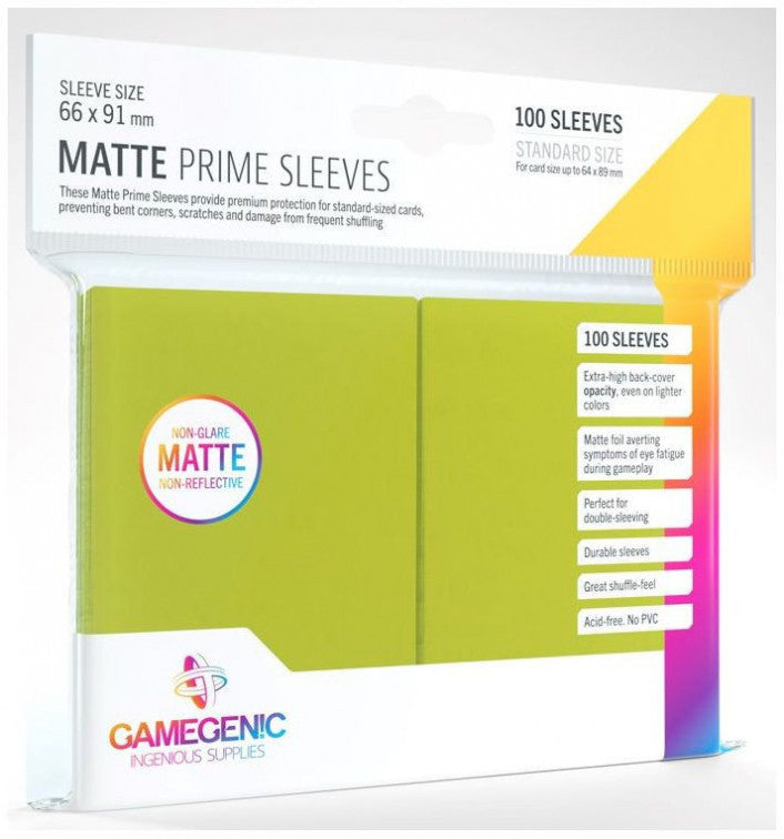 Gamegenic: Matte Prime Card Sleeves LIME (66mm x 91mm) (100 Sleeves Per Pack)