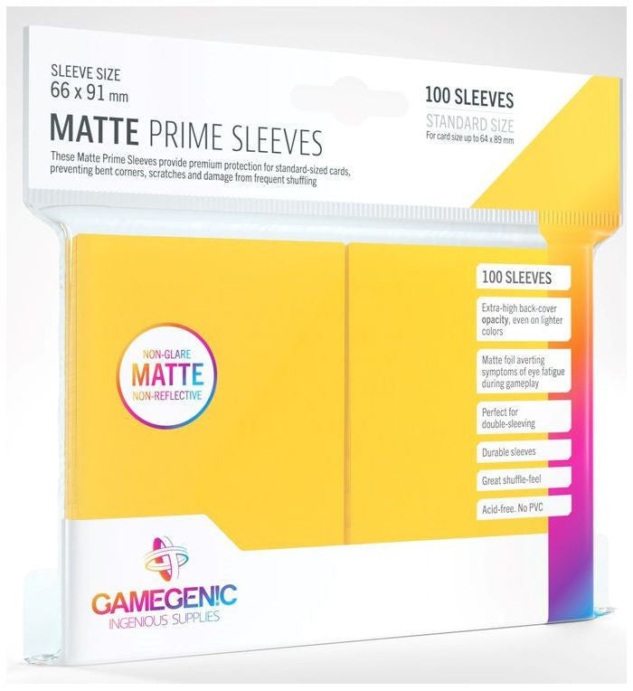 Gamegenic: Matte Prime Card Sleeves YELLOW (66mm x 91mm) (100 Sleeves Per Pack)