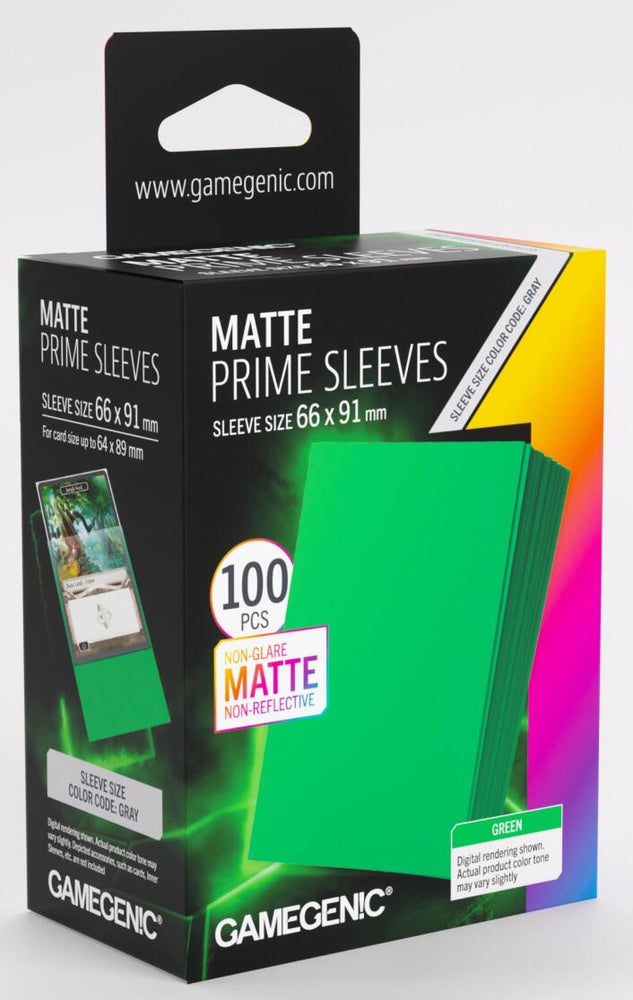 Gamegenic: Matte Prime Card Sleeves GREEN (66mm x 91mm) (100 Sleeves Per Pack)