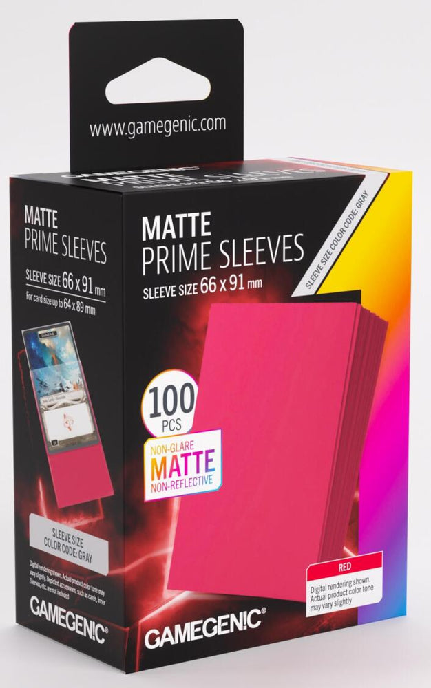Gamegenic: Matte Prime Card Sleeves RED (66mm x 91mm) (100 Sleeves Per Pack)