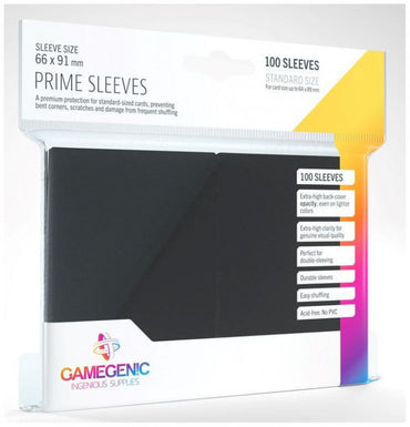 Gamegenic: Prime Card Sleeves BLACK (66mm x 91mm) (100 Sleeves)