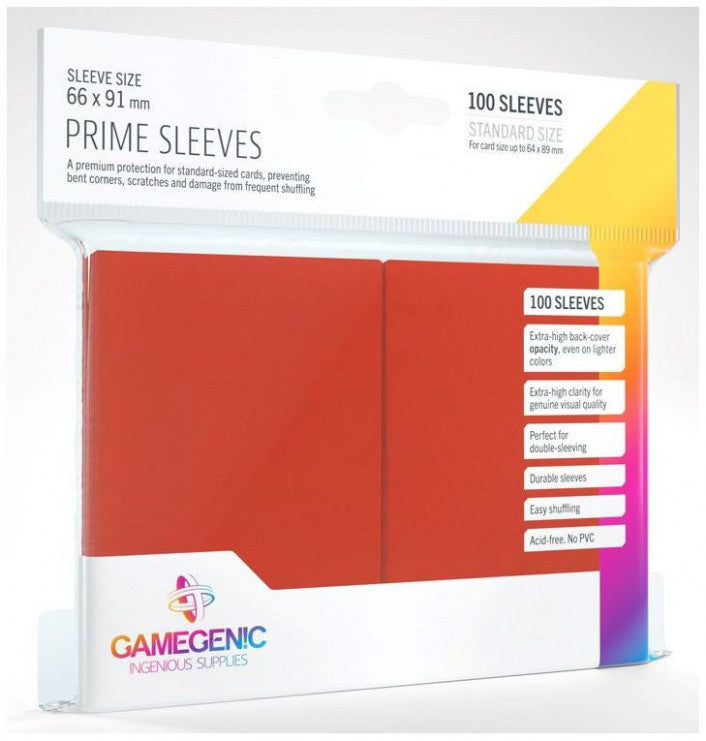 Gamegenic: Prime Card Sleeves RED (66mm x 91mm) (100 Sleeves)