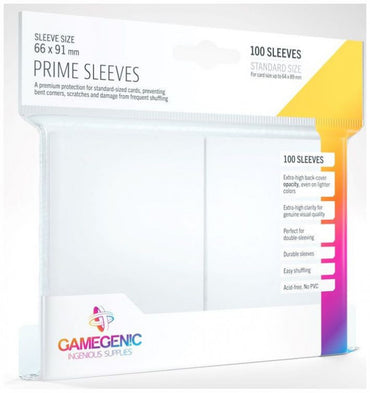 Gamegenic: Prime Card Sleeves WHITE (66mm x 91mm) (100 Sleeves)