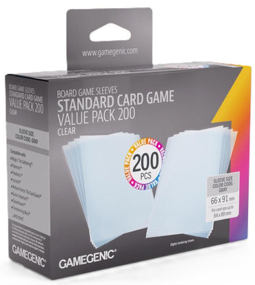 Gamegenic: Standard Card Game Sleeves Value Pack CLEAR 66mm x 91mm (200 Sleeves)