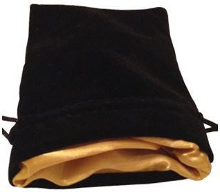 MDG: Velvet Dice Bag with Gold Satin Lining - Medium [BLACK]