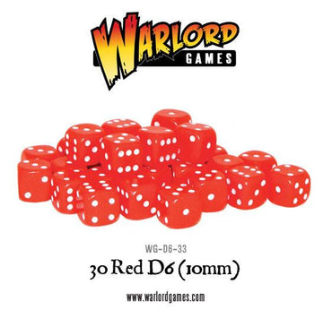 Warlord Games: 10mm D6 Dice Pack (30) - Red