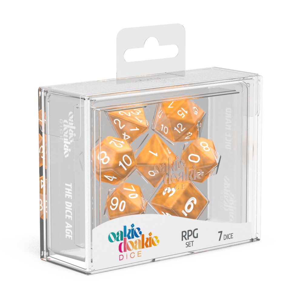 Oakie Doakie Dice RPG Set Marble Orange (7)