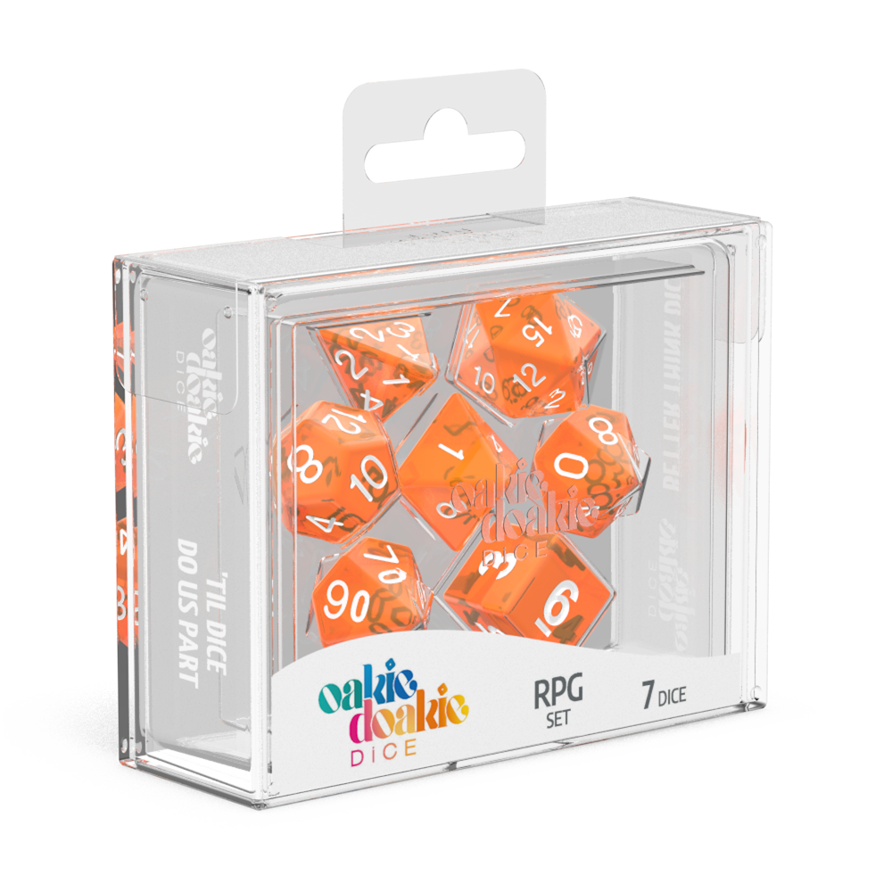 Oakie Doakie Dice RPG Set Translucent Orange (7)